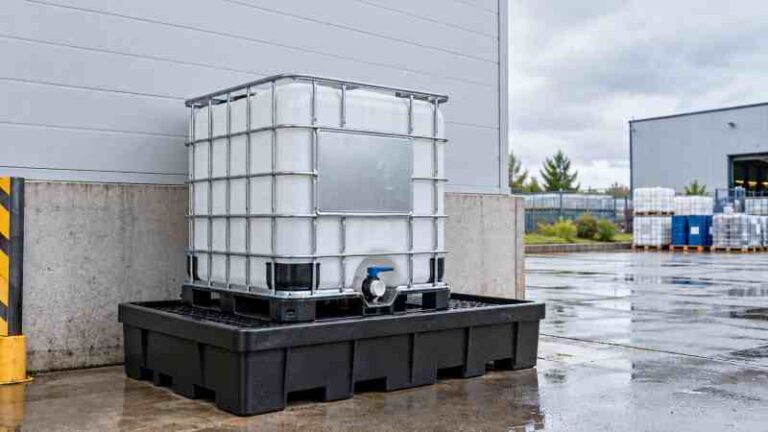 Stocker un IBC dehors : pluie, couverture et rétention, les 7 précautions essentielles